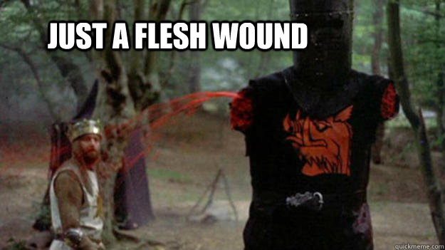 Image result for just a flesh wound gif