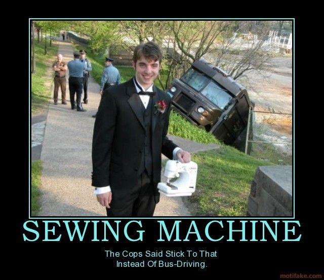 [Image 52796] The guy holding a sewing machine, in front of a UPS