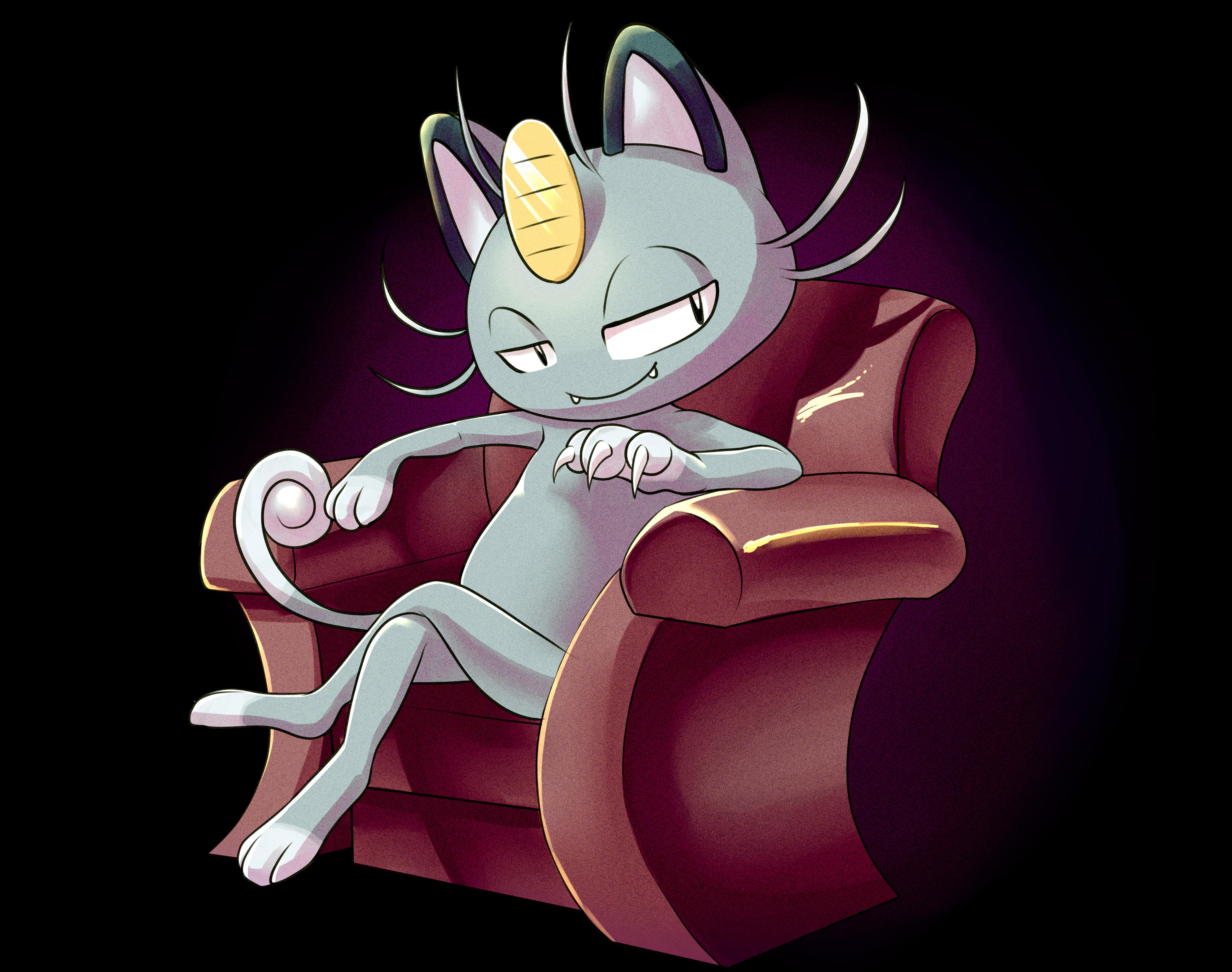 Alola Meowth sitting in an sofa chair Pokémon Sun and Moon Know