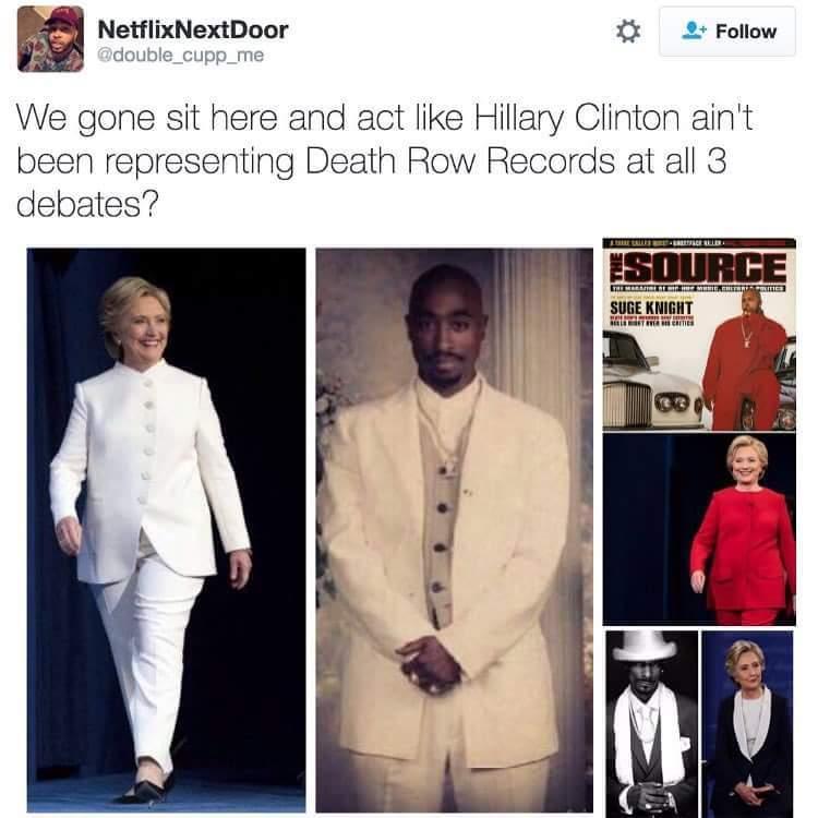 Hillary Clinton be representing Death Row Records Hillary Clinton