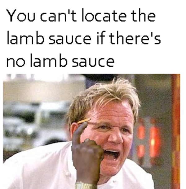 Can't Locate The Lamb Sauce If There Is No Lamb Sauce Roll Safe