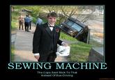 The guy holding a sewing machine, in front of a UPS Truck Accident (the unexplainable picture)