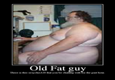 Fat Old Naked Man in Front of Computer