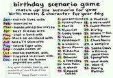 Birthday Scenario Game