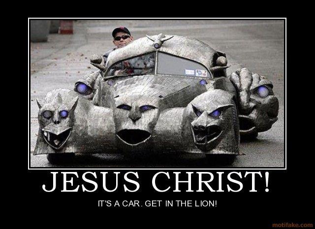 JESUS CHRIST IT'S A LION GET IN THE CAR!