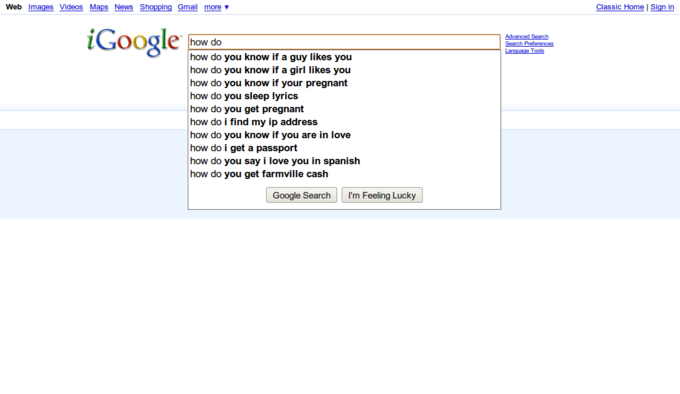 Google Search Box Suggestions 