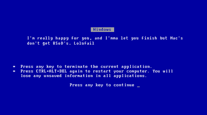 Blue Screen of Death (BSoD)