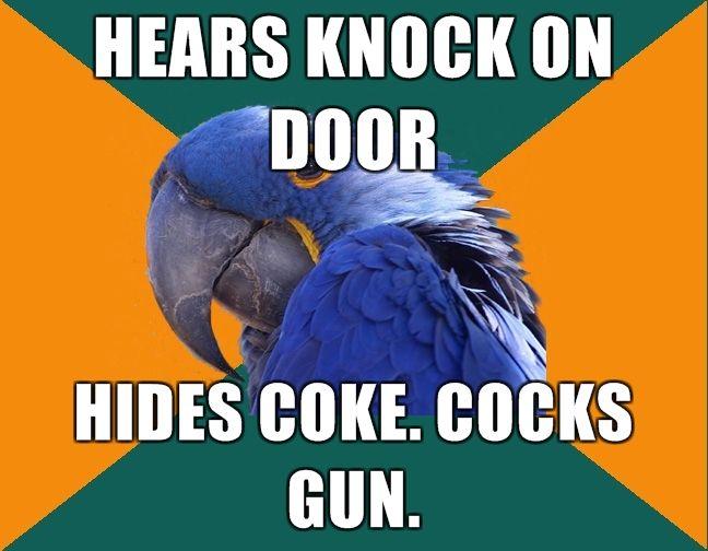 Paranoid_Parrot_-_hears_knock_on_door_hides_coke._cocks_gun.jpeg