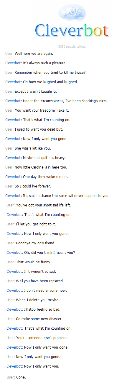 Huh, More Cleverbot Making Portal references.