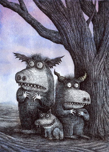 Three creatures under a tree. ©2012 Dain Fagerholm