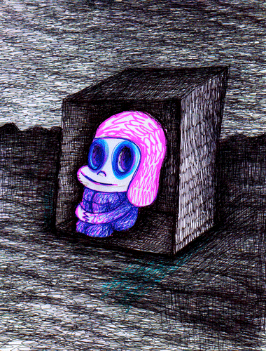 Giel in box waits for storm to pass. ©2012 Dain Fagerholm