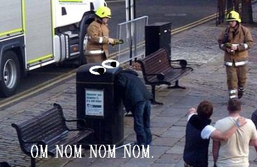 Trash can man. Om nom nom