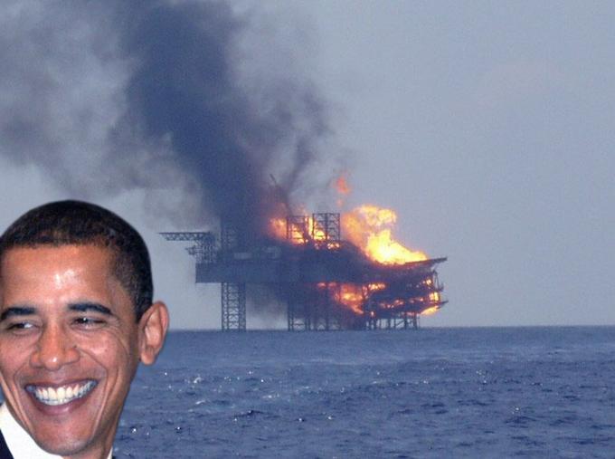 burning oil rig
