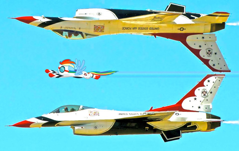 Not exactly the Blue Angels of the Wonderbolts, but the Thunderbirds