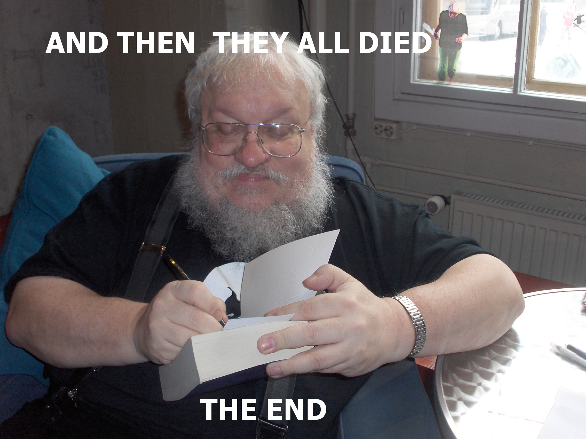 Image result for george rr martin laughing gif