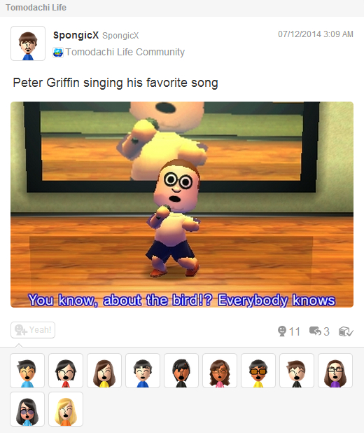 Tomodachi Life Peter Griffin Live in Concert! Miiverse