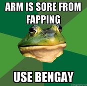 Foul-bachelor-frog-arm-is-sore-from-fapping-use-bengay